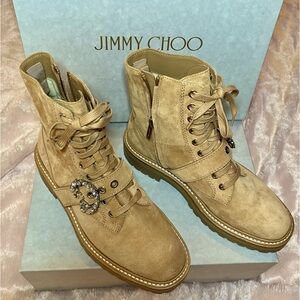 Jimmy Choo Cora Caramel Suede Bootie with Crystal Buckle Size 9 (39)
